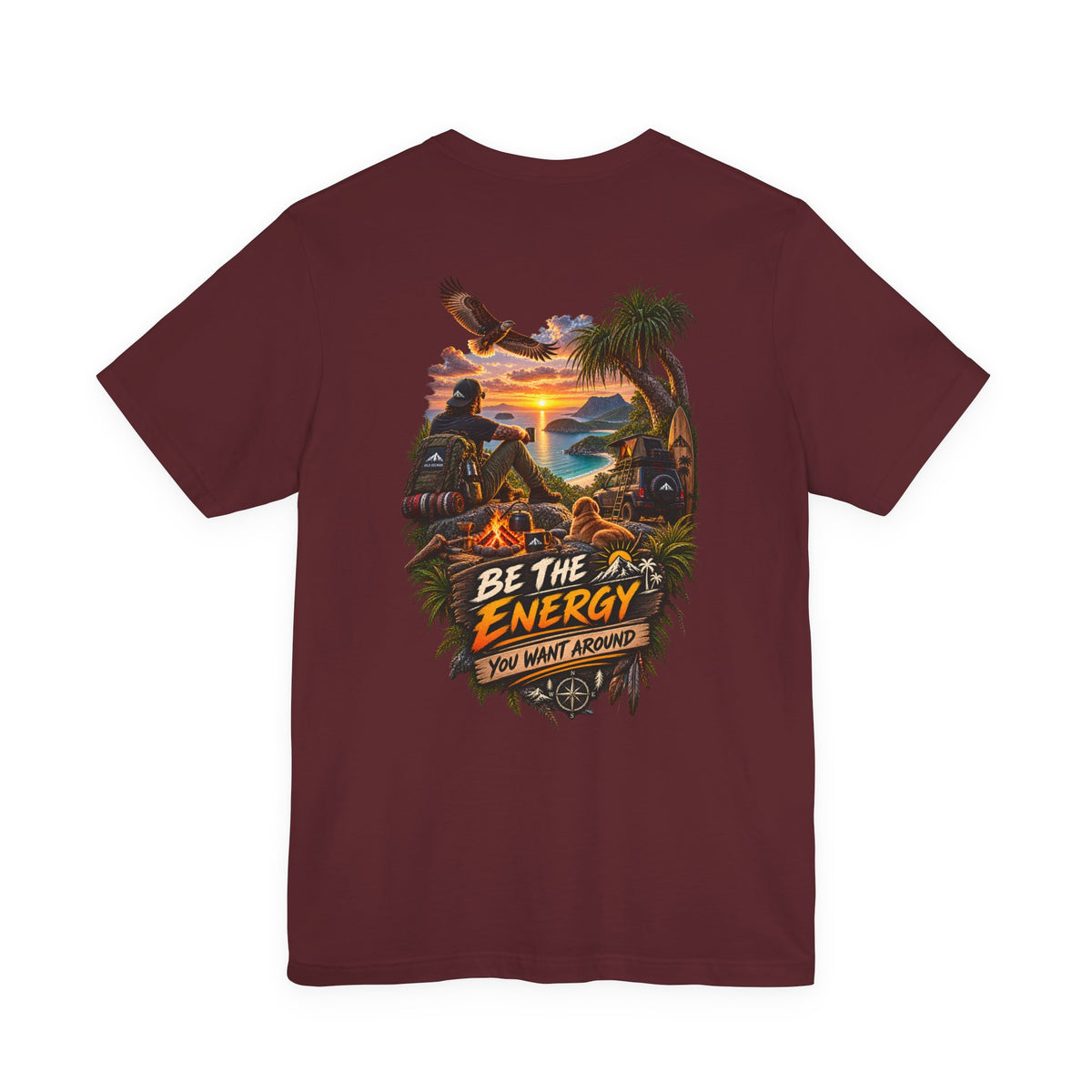 T-Shirt — "Be The Energy" Sunset Island Graphic Tee
