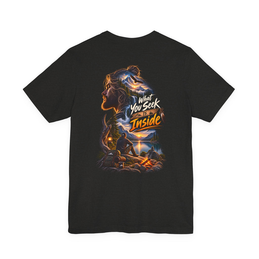 Adventure Graphic Tee — "What You Seek Is Inside" Campfire Design