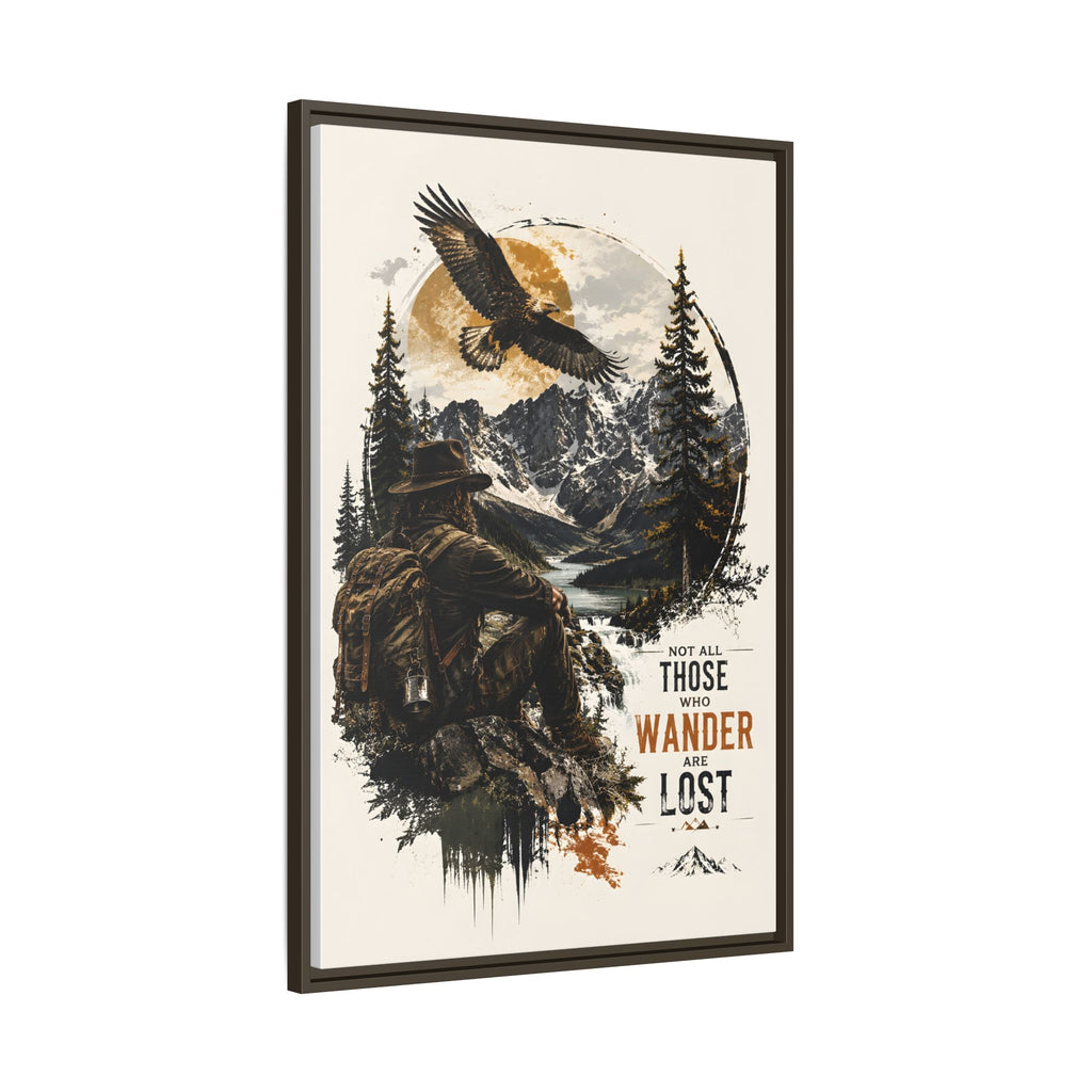 Toile encadrée « Wanderer Hiking » — Décoration murale « Not All Those Who Wander Are Lost »