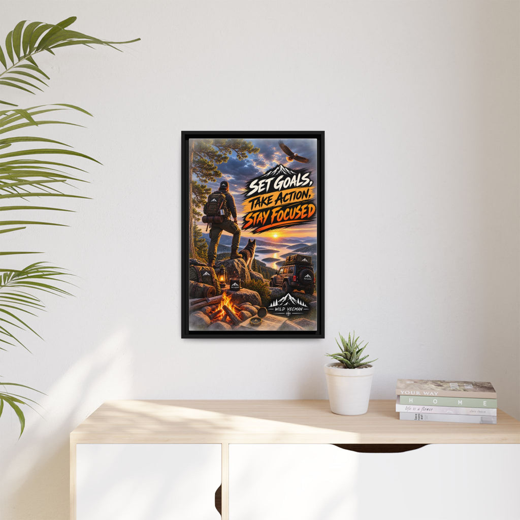 Motivational Adventure Canvas — “Set Goals, Take Action, Stay Focused”