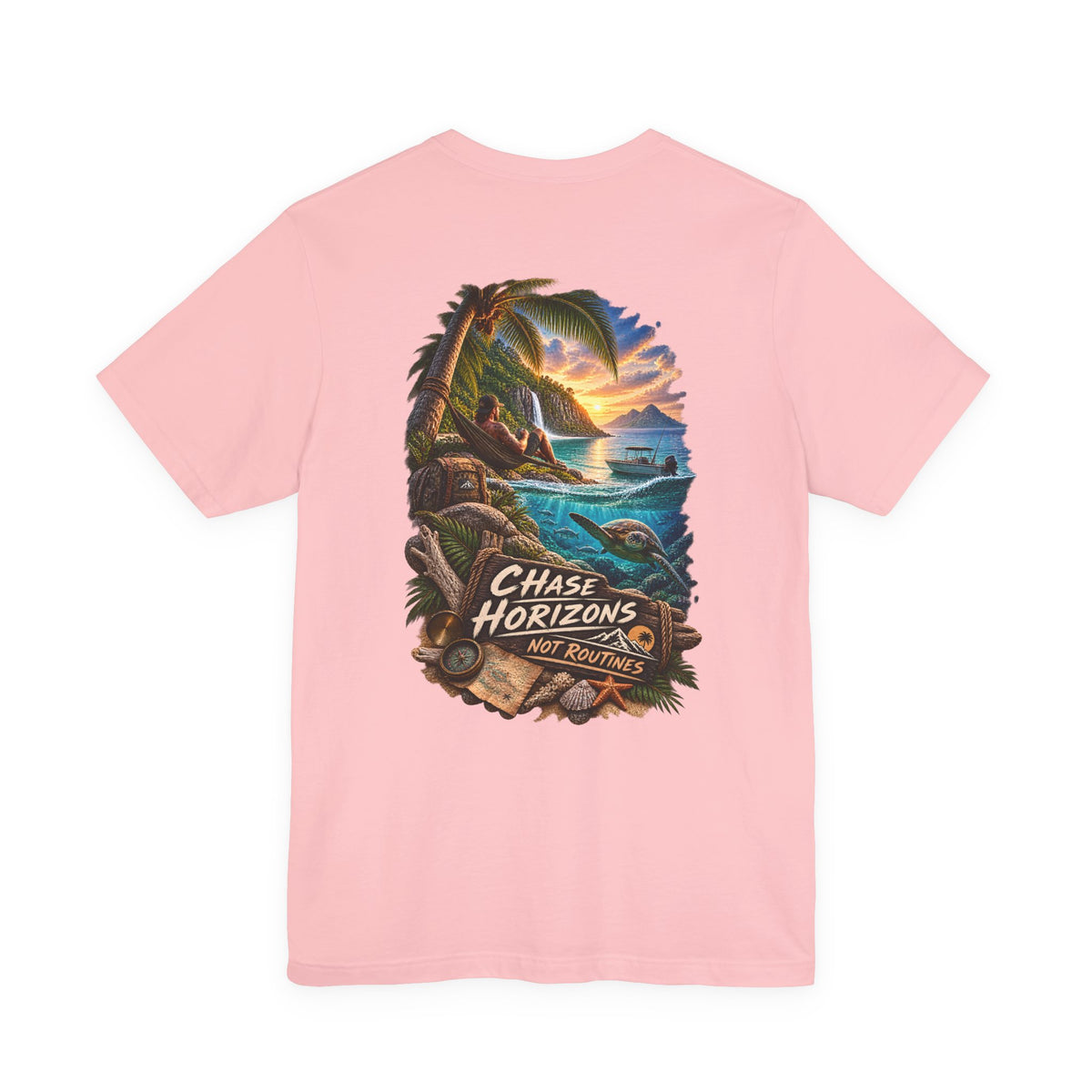 Chase Horizons Sunset Beach Tee — Adventure Coastal Graphic T-Shirt