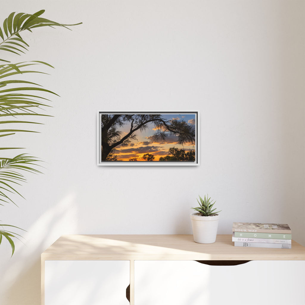 Sunset Silhouette Matte Canvas Print — Framed Landscape Wall Art