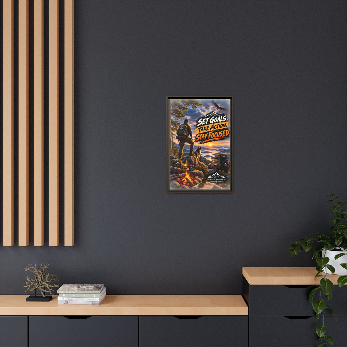 Motivational Adventure Canvas — “Set Goals, Take Action, Stay Focused”