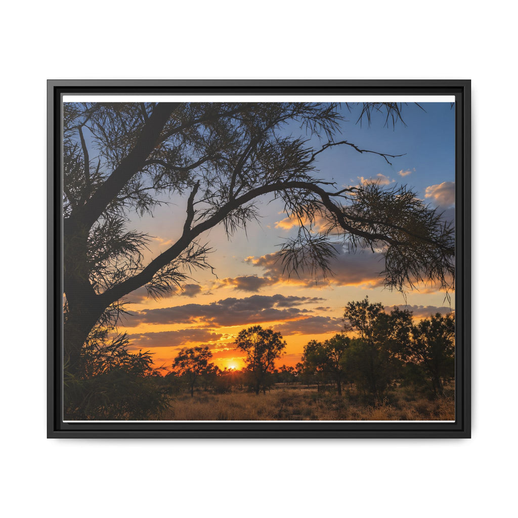 Sunset Silhouette Matte Canvas Print — Framed Landscape Wall Art