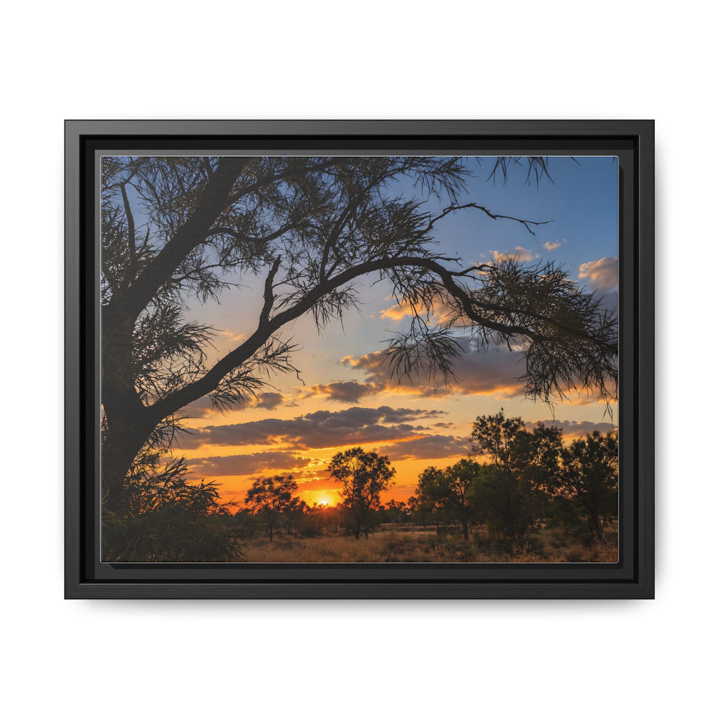 Sunset Silhouette Matte Canvas Print — Framed Landscape Wall Art