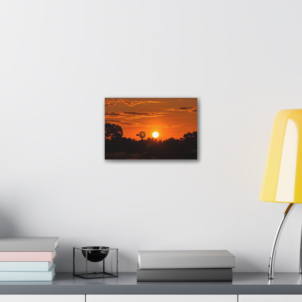 Sunset Windmill Canvas Print — Rural Farmhouse Wall Art