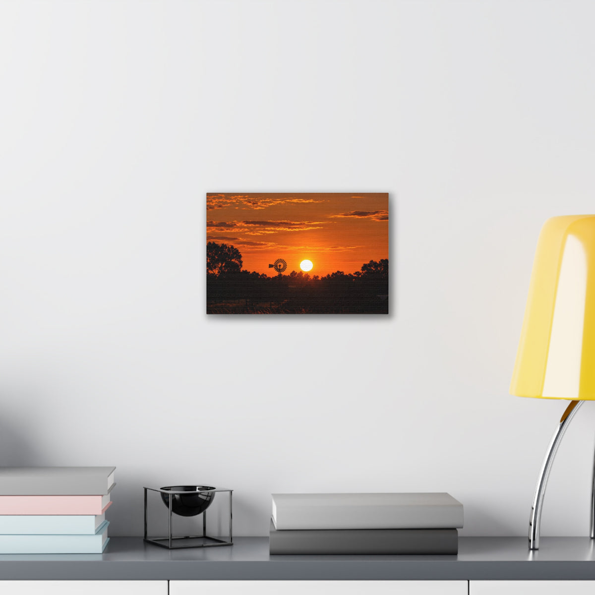 Sunset Windmill Canvas Print — Rural Farmhouse Wall Art