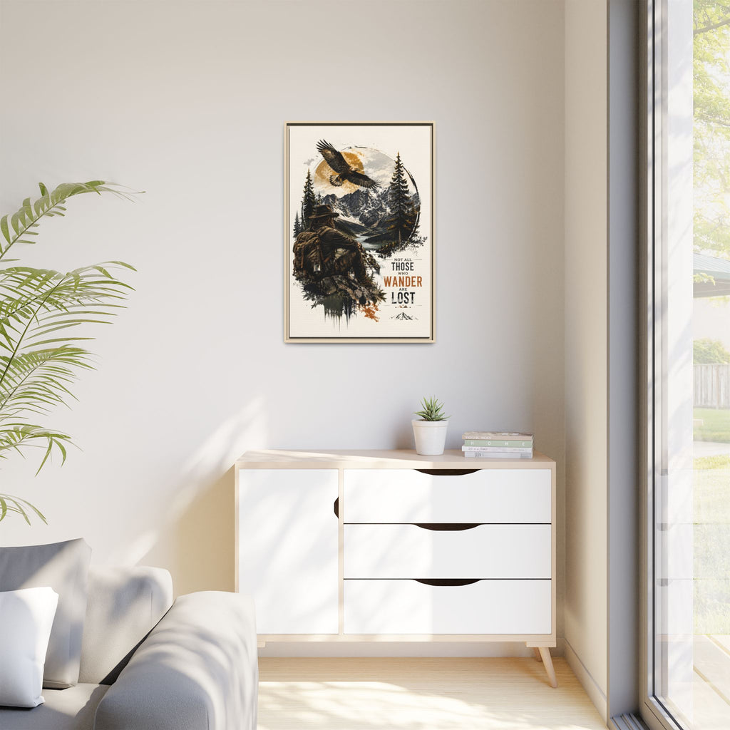 Wanderer Hiking Framed Canvas — "Not All Those Who Wander Are Lost" Wall Art