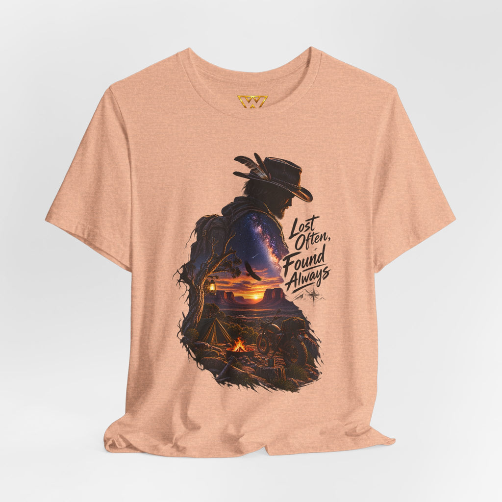T‑Shirt — Western Sunset Cowboy 'Lost Often, Found Always' Graphic Tee