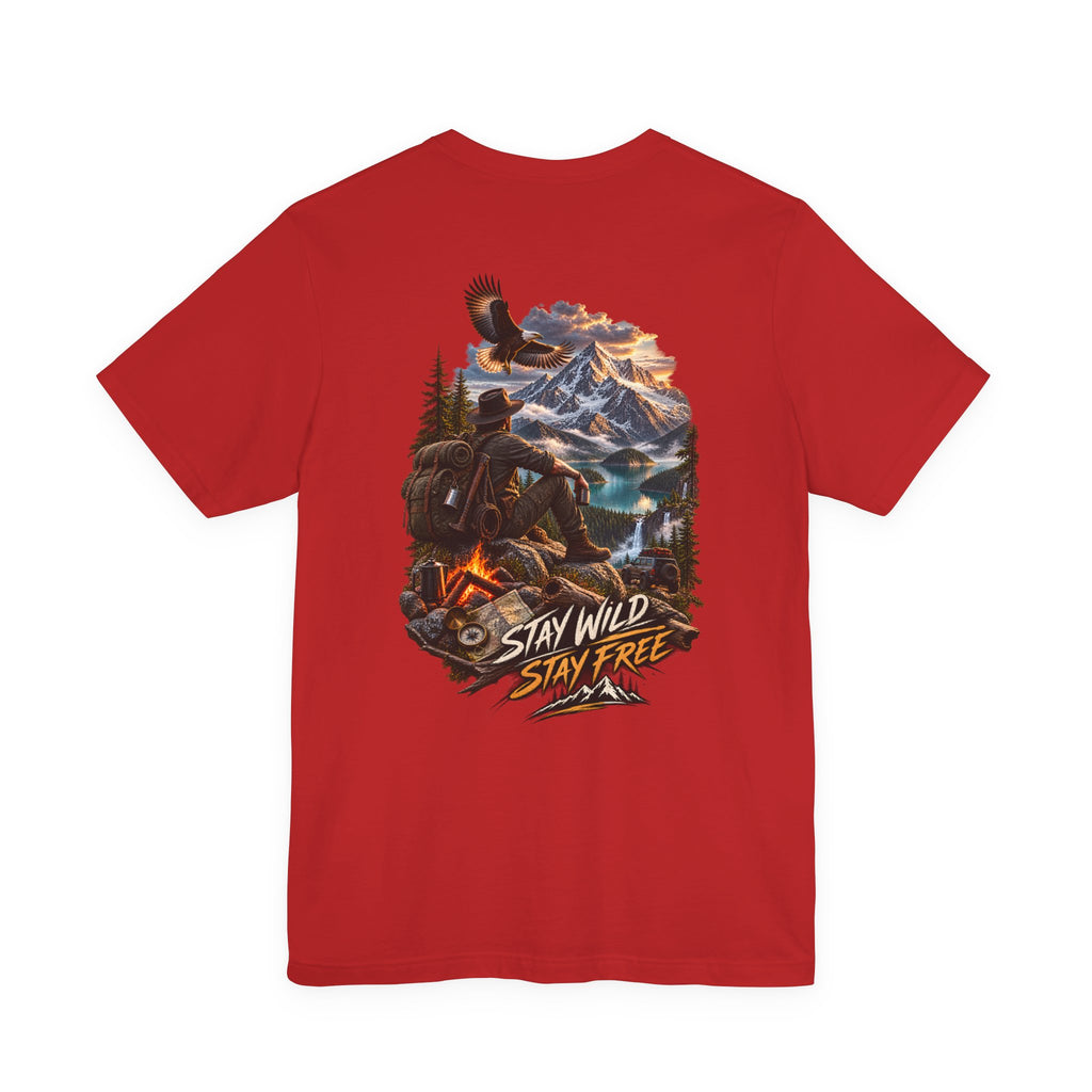 T-shirt montagne « Stay Wild Stay Free » — T-shirt graphique nature et aventure