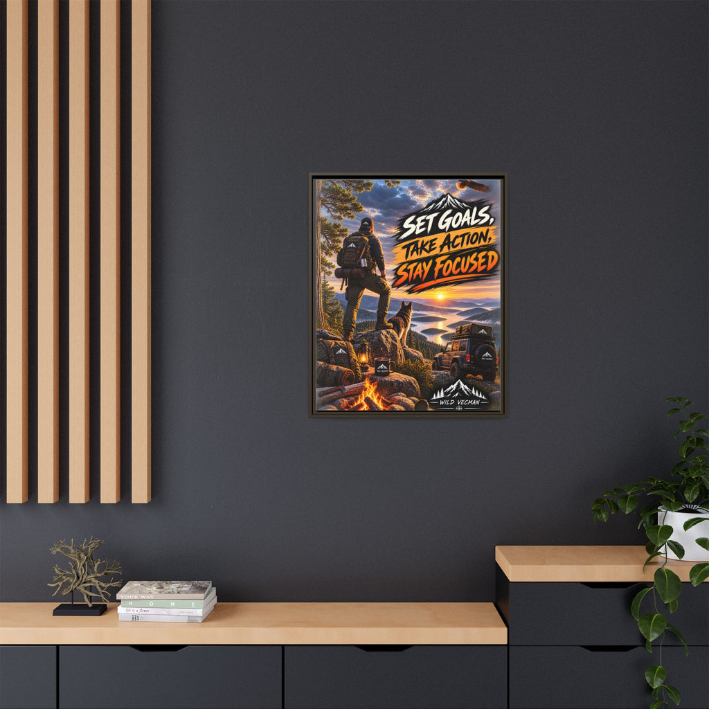 Motivational Adventure Canvas — “Set Goals, Take Action, Stay Focused”