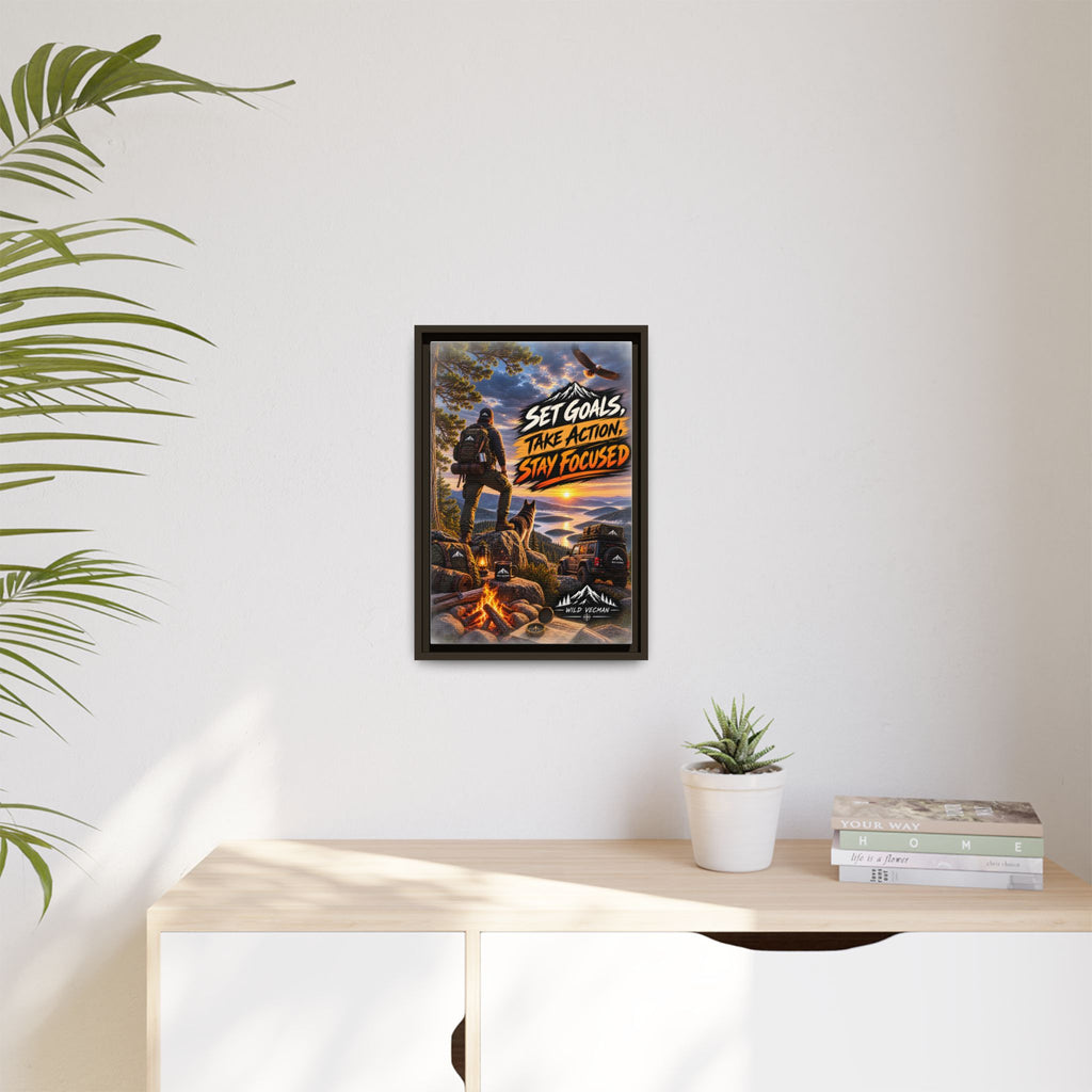 Motivational Adventure Canvas — “Set Goals, Take Action, Stay Focused”