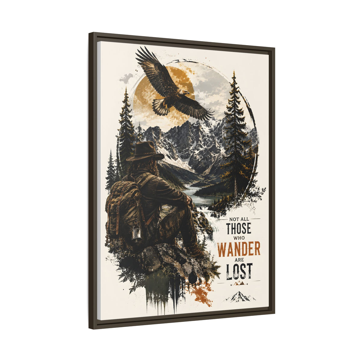 Wanderer Hiking Framed Canvas — "Not All Those Who Wander Are Lost" Wall Art