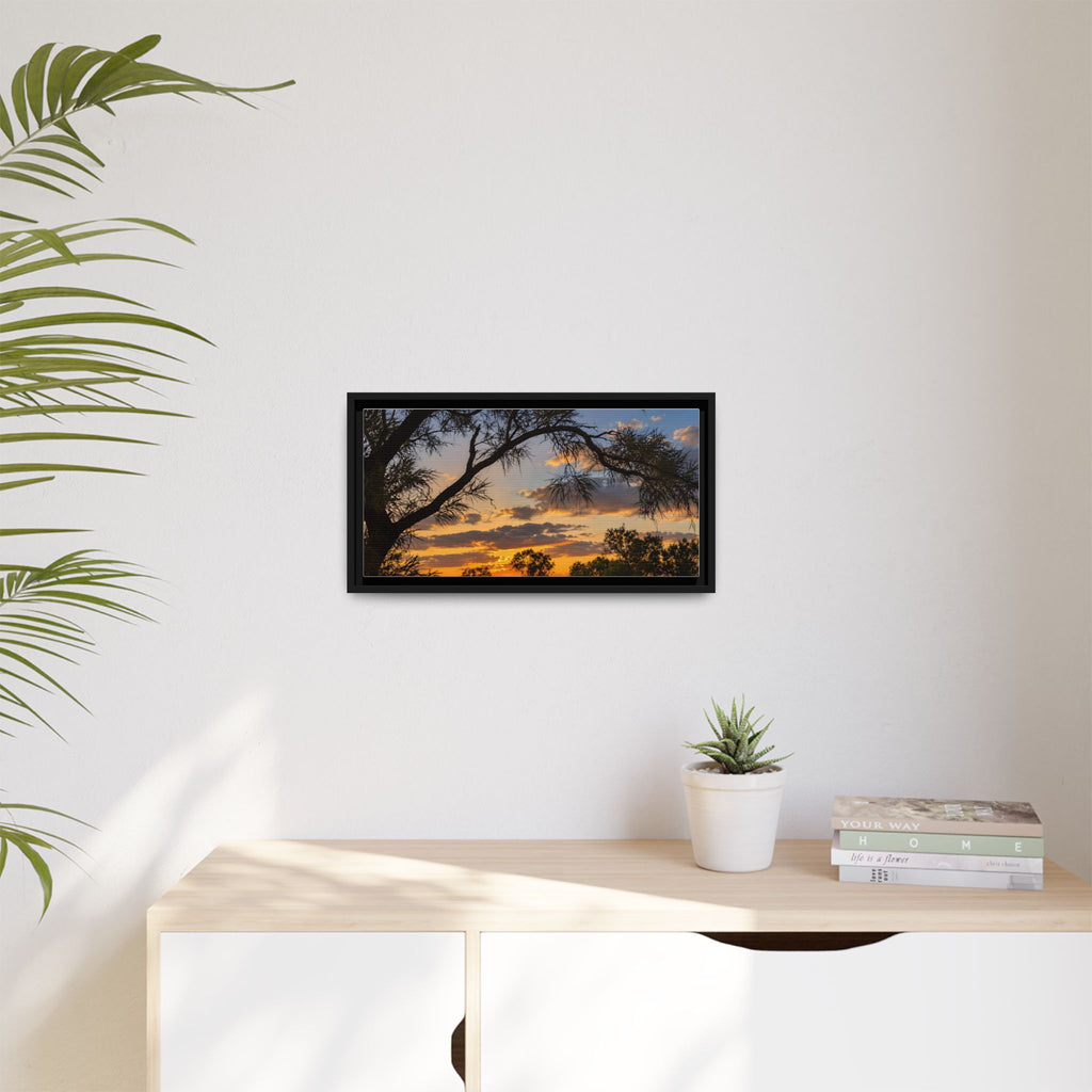 Sunset Silhouette Matte Canvas Print — Framed Landscape Wall Art
