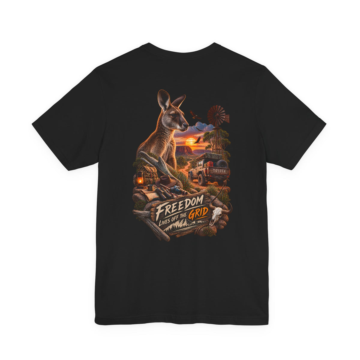 Freedom Down Under Kangaroo T-Shirt — Australia Sunset Wildlife Graphic Tee