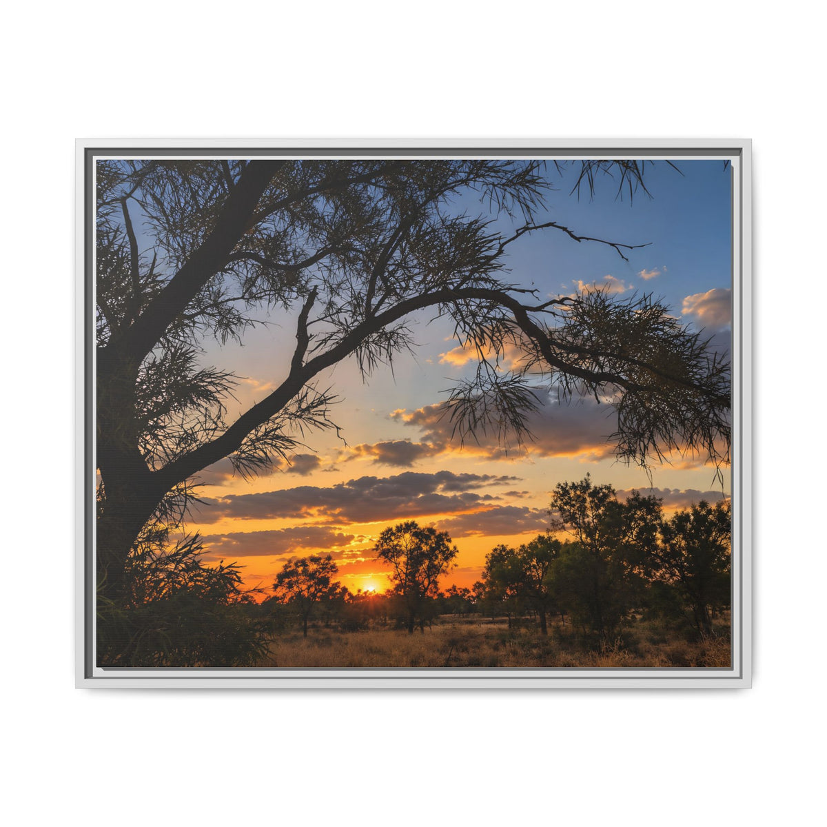 Sunset Silhouette Matte Canvas Print — Framed Landscape Wall Art
