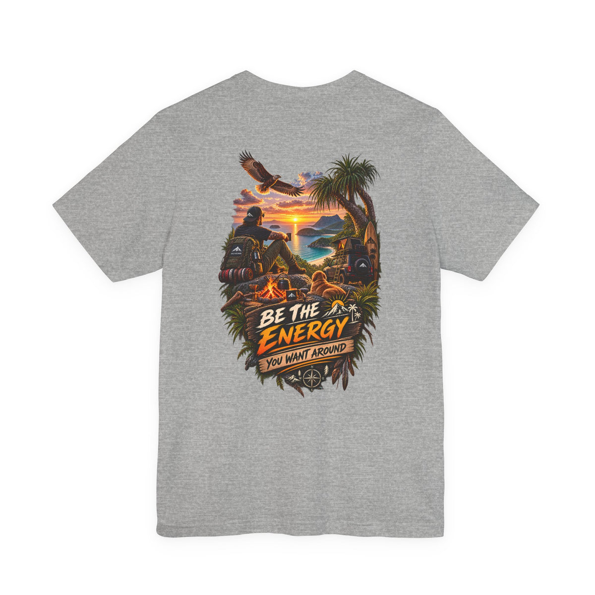 T-Shirt — "Be The Energy" Sunset Island Graphic Tee
