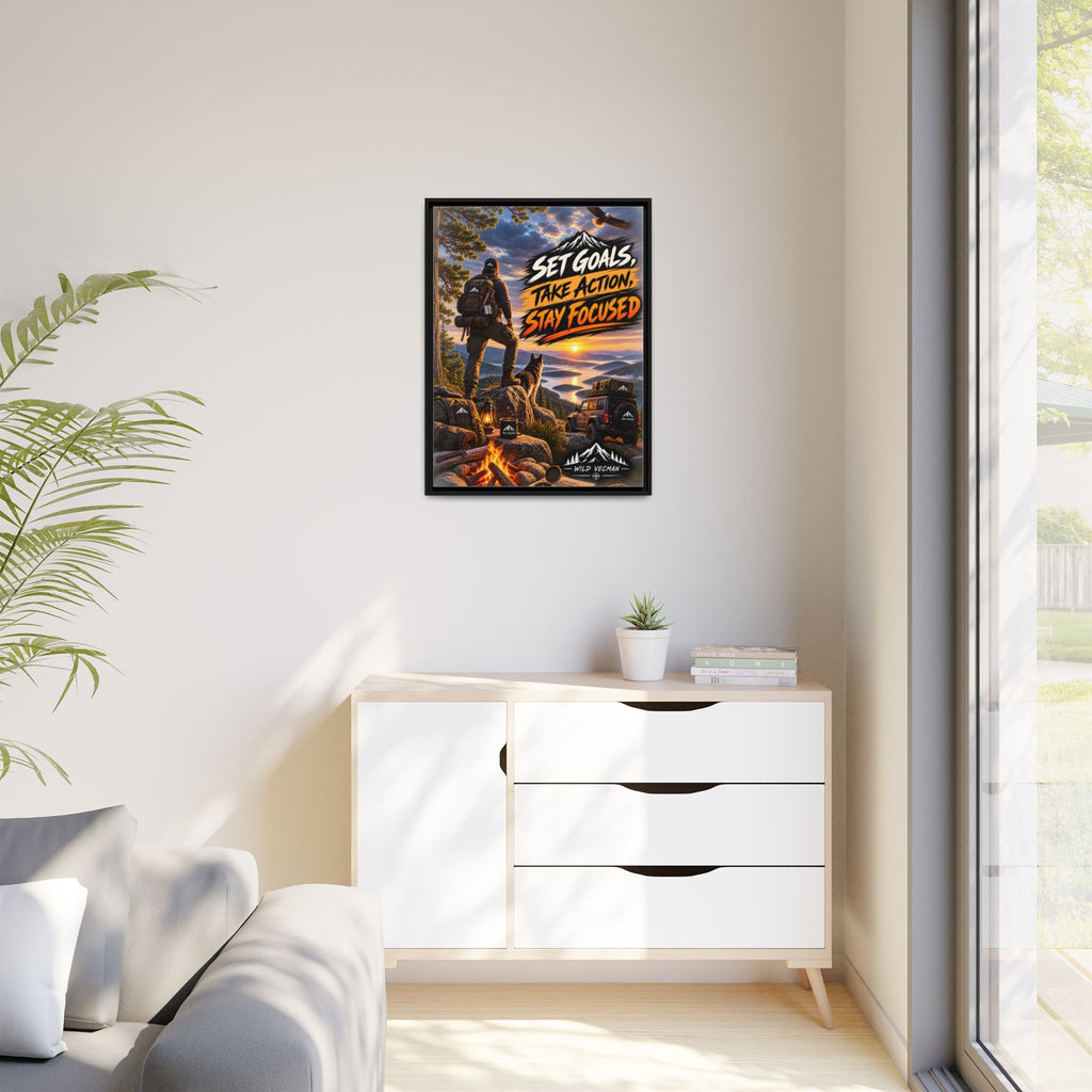 Motivational Adventure Canvas — “Set Goals, Take Action, Stay Focused”