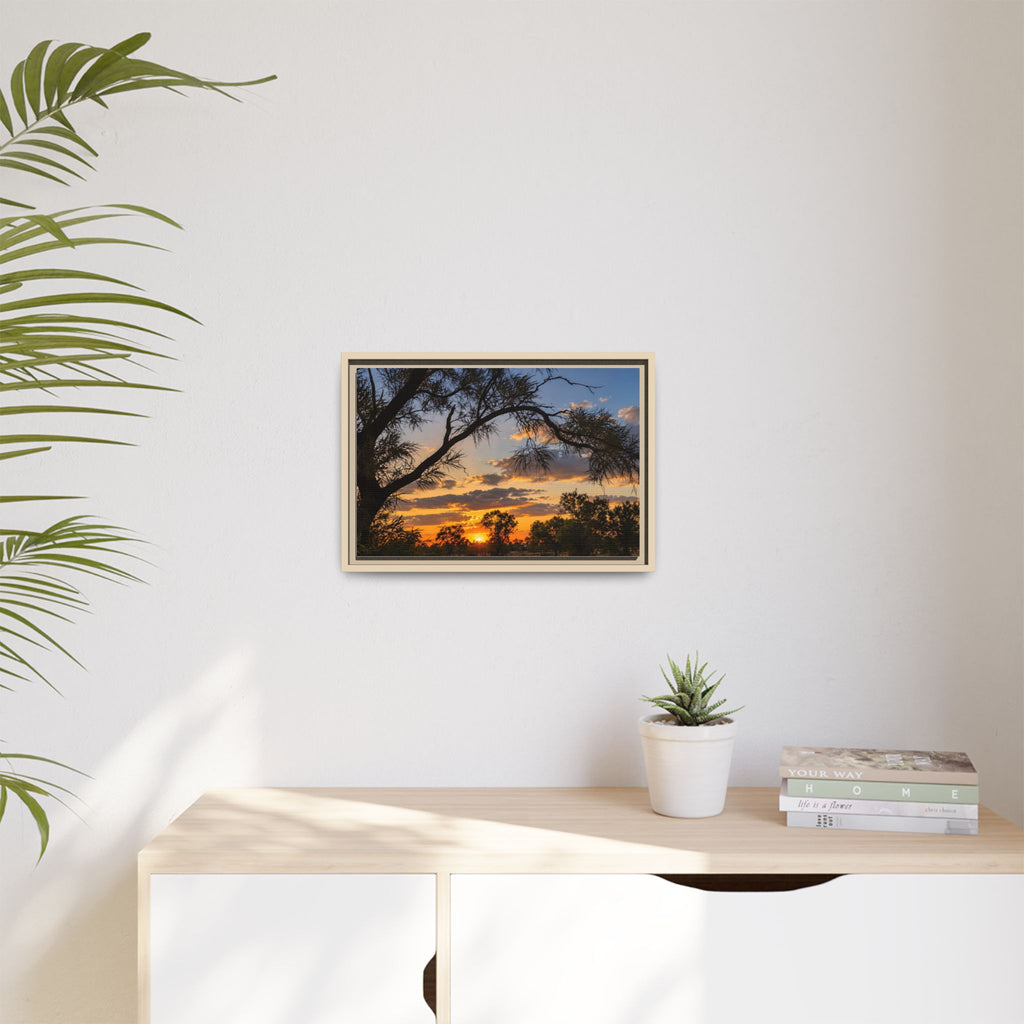 Sunset Silhouette Matte Canvas Print — Framed Landscape Wall Art