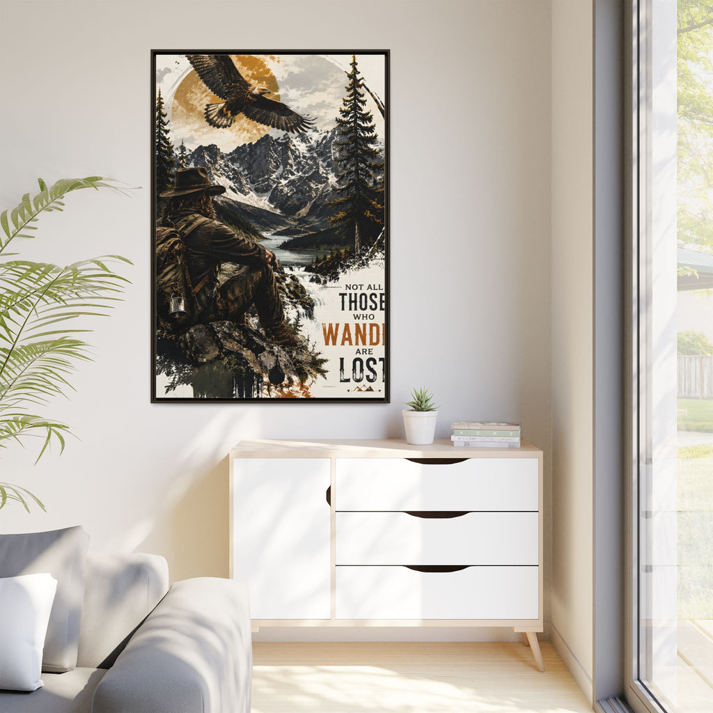 Wander Not Lost Eagle Mountain Canvas Print — Framed Matte Wall Art