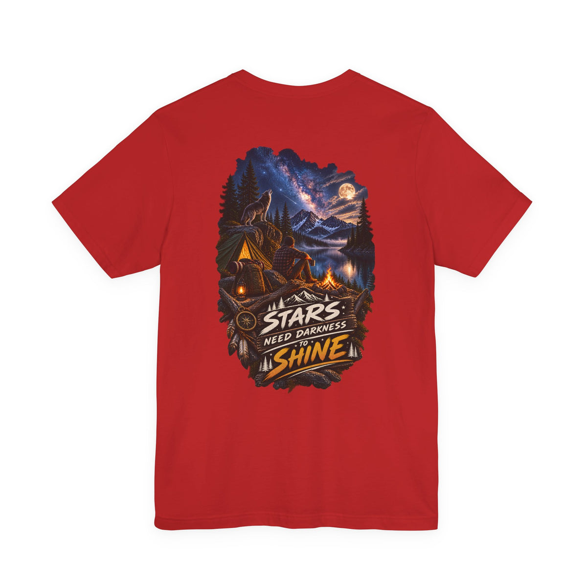 Camping Night Sky T-Shirt — "The Stars Need Darkness to Shine" Graphic Tee