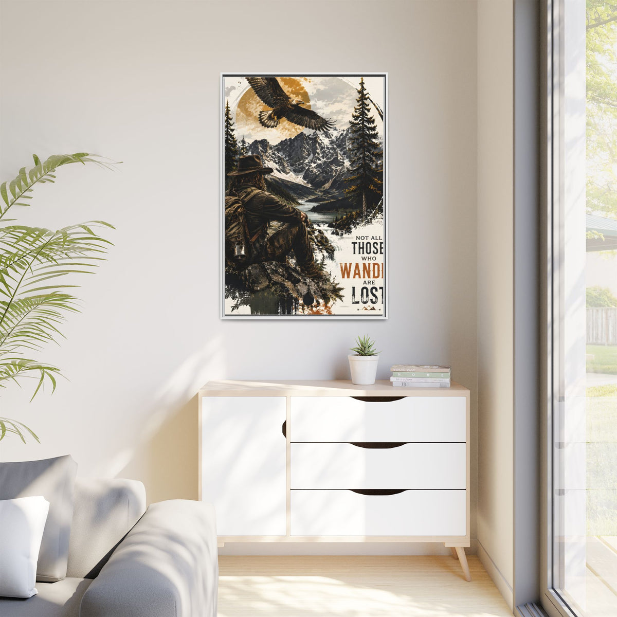 Wander Not Lost Eagle Mountain Canvas Print — Framed Matte Wall Art