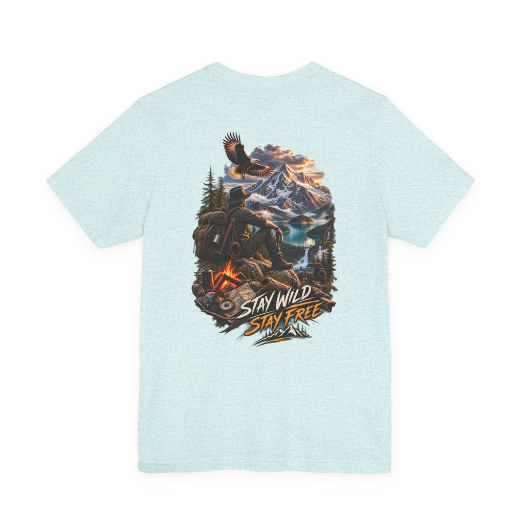 T-shirt montagne « Stay Wild Stay Free » — T-shirt graphique nature et aventure