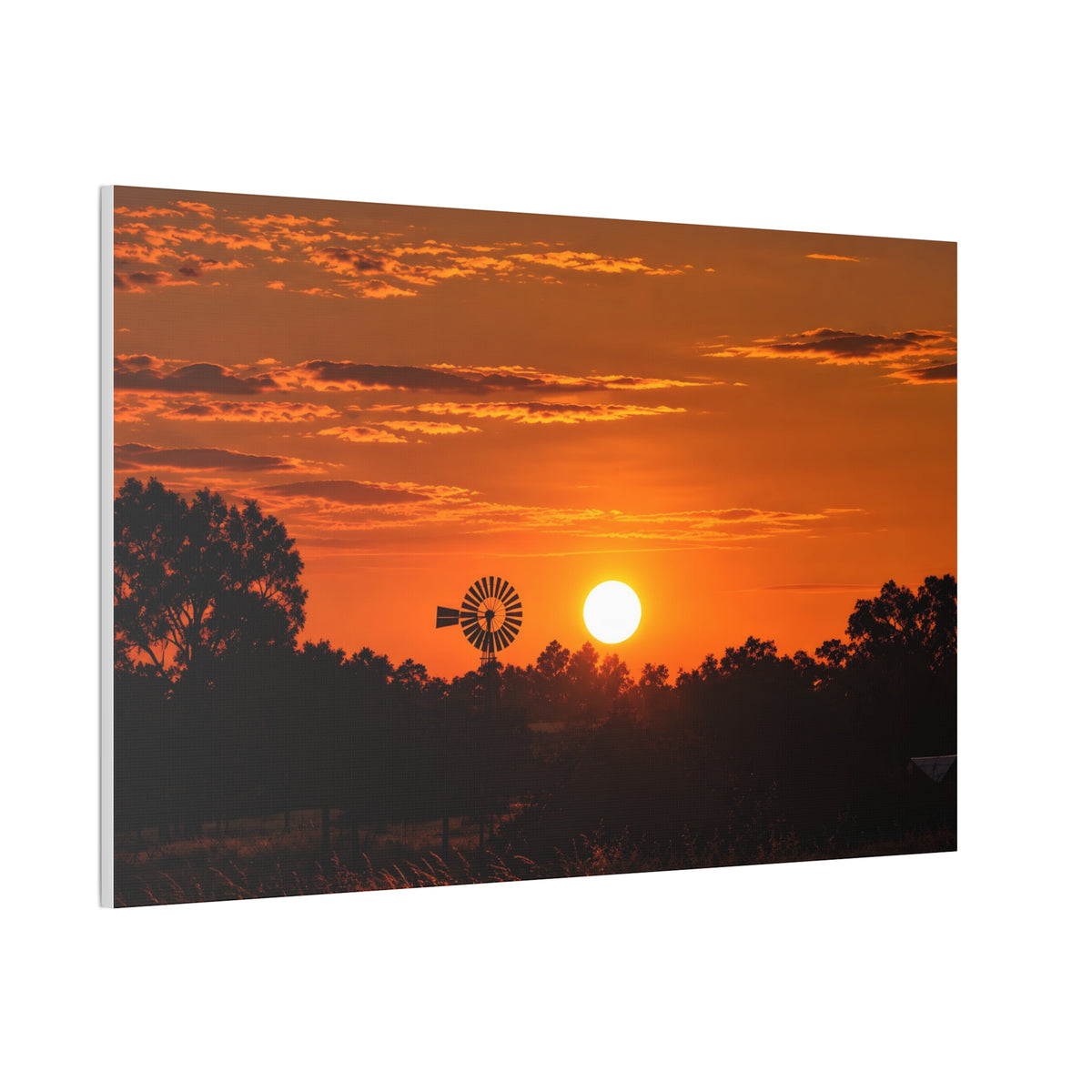 Sunset Windmill Canvas Print — Rural Farmhouse Wall Art