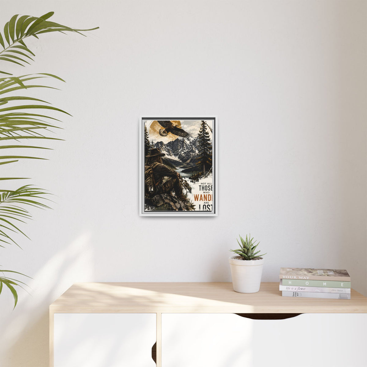 Wander Not Lost Eagle Mountain Canvas Print — Framed Matte Wall Art
