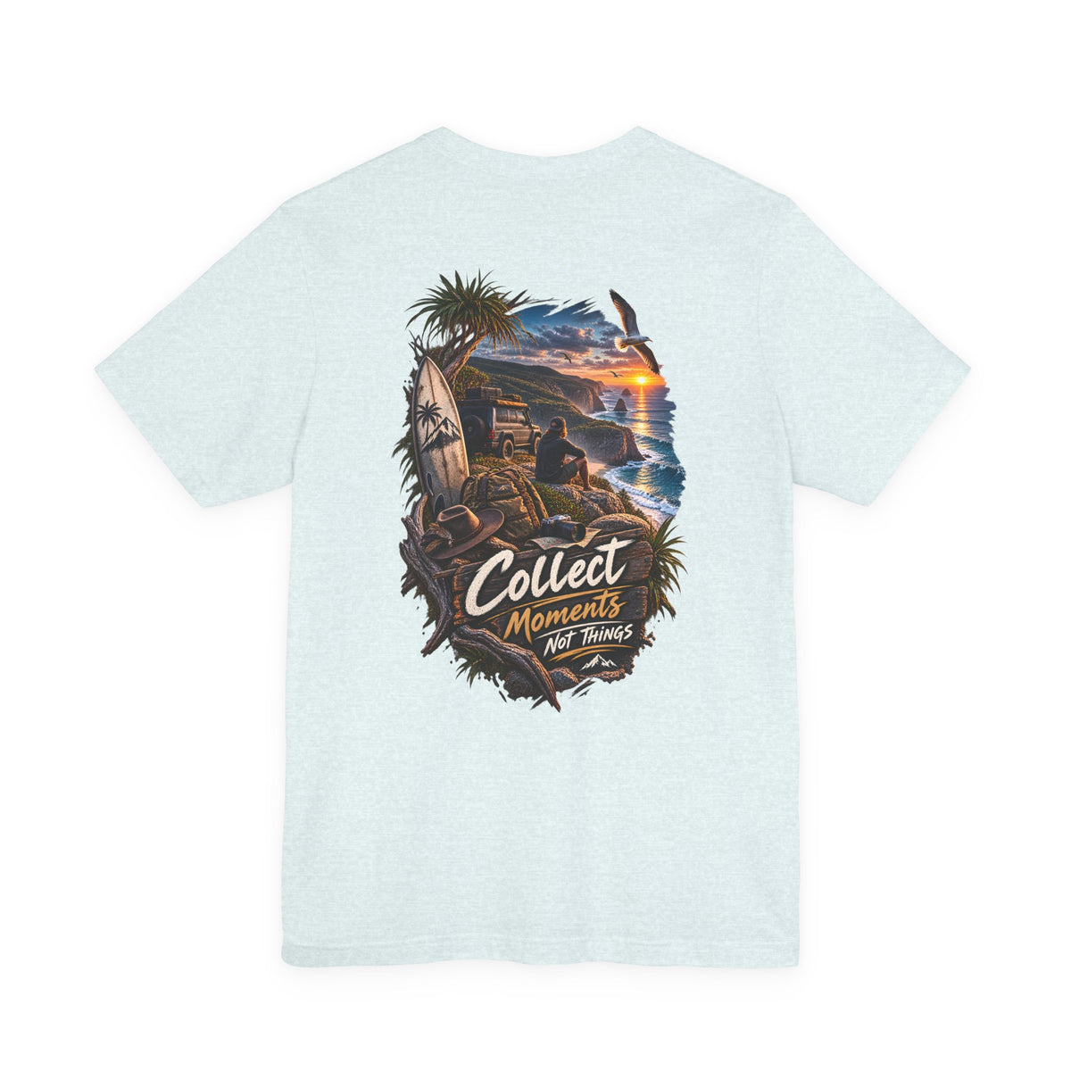 T-Shirt — "Collect Moments Not Things" Beach Sunset Graphic Tee