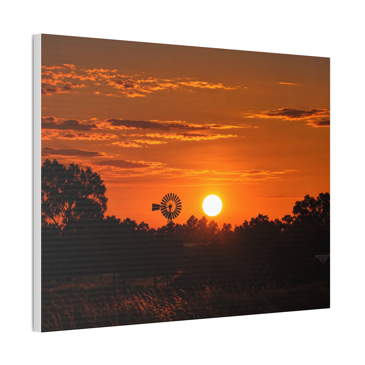 Sunset Windmill Canvas Print — Rural Farmhouse Wall Art