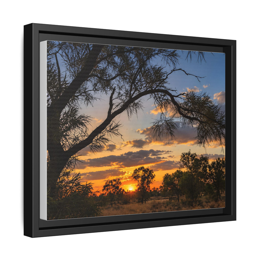 Sunset Silhouette Matte Canvas Print — Framed Landscape Wall Art