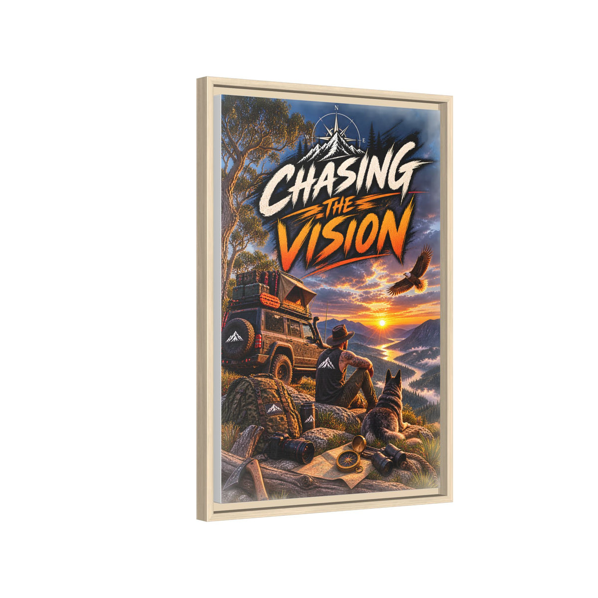 Chasing the Vision Matte Canvas Print (Framed) — Adventure Landscape Wall Art