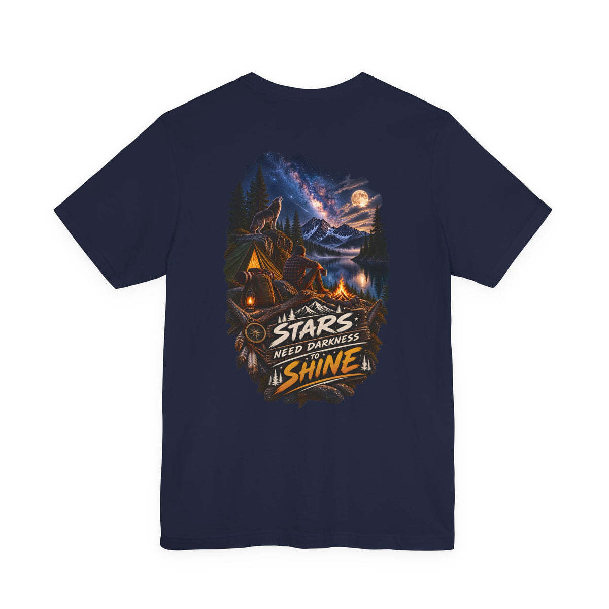 Camping Night Sky T-Shirt — "The Stars Need Darkness to Shine" Graphic Tee