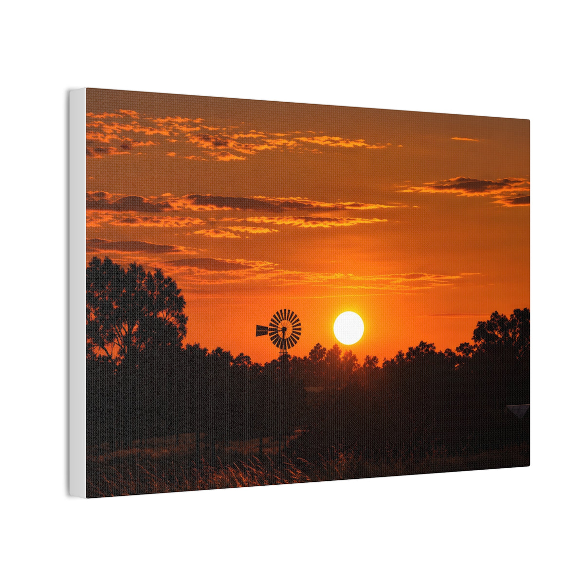 Sunset Windmill Canvas Print — Rural Farmhouse Wall Art