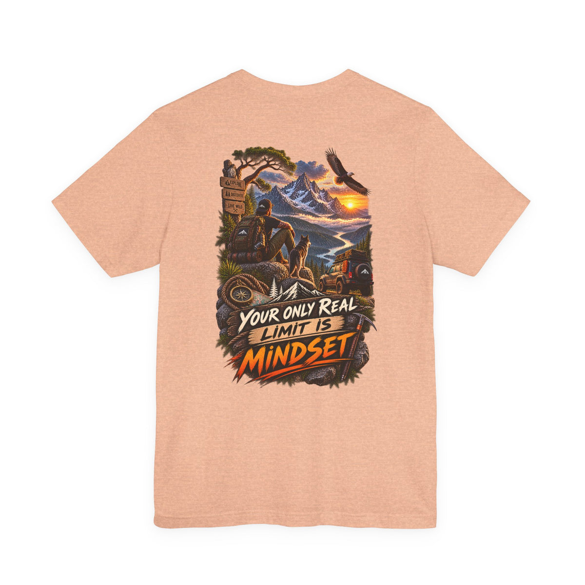 Mindset Adventure Graphic Tee — "Your Only Real Limit Is Mindset" Motivational Mountain T‑Shirt