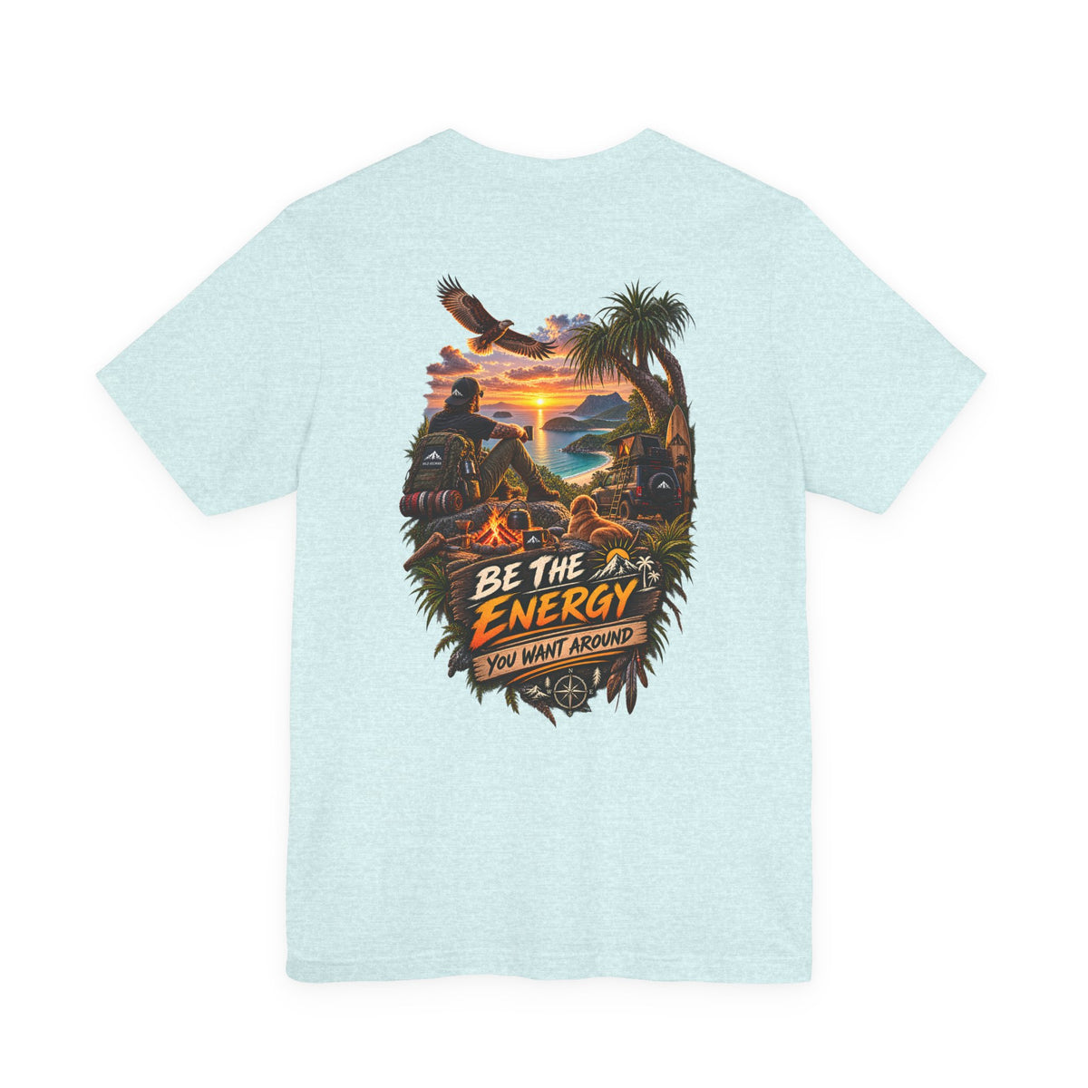 T-Shirt — "Be The Energy" Sunset Island Graphic Tee