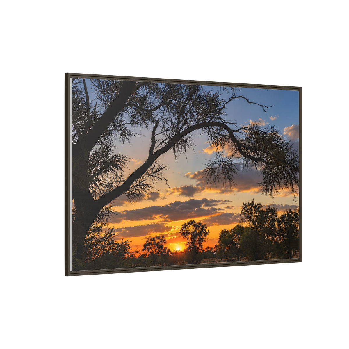 Sunset Silhouette Matte Canvas Print — Framed Landscape Wall Art