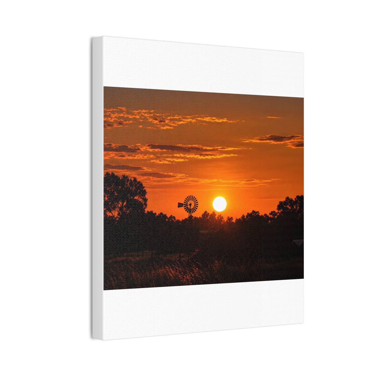 Sunset Windmill Canvas Print — Rural Farmhouse Wall Art