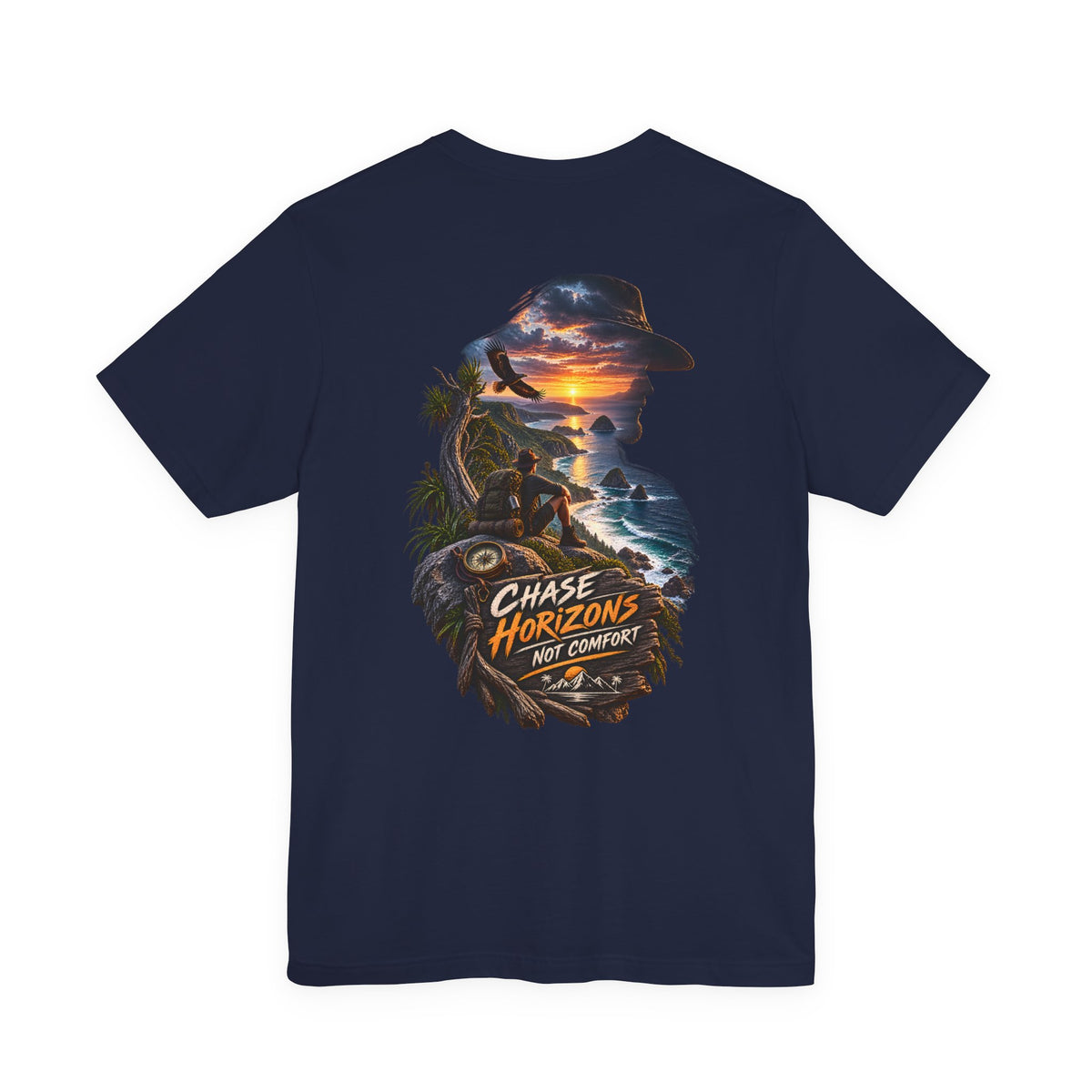 Chase Horizons Graphic Tee — 'Chase Horizons Not Comfort' Sunset Adventure T-Shirt