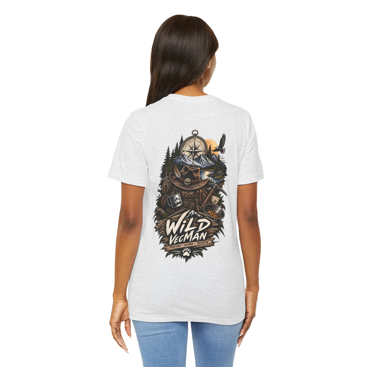 Wild Vegman Adventure T-Shirt — Outdoorsy Compass & Forest Graphic Tee