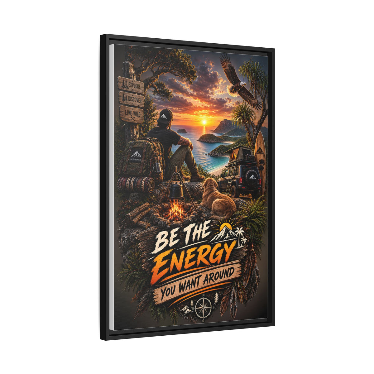 Be The Energy You Want Around - Framed Matte Canvas Wall Art