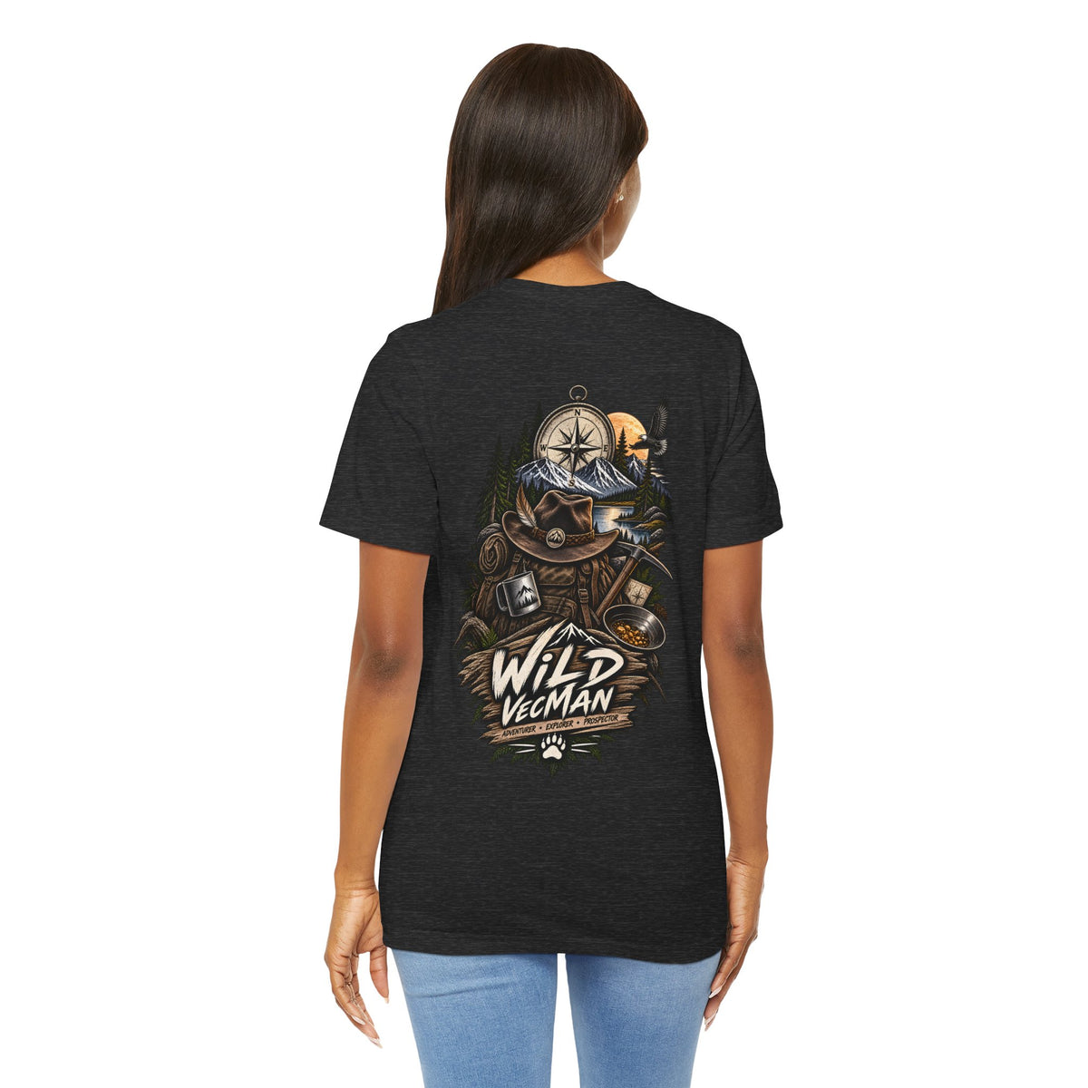 Wild Vegman Adventure T-Shirt — Outdoorsy Compass & Forest Graphic Tee