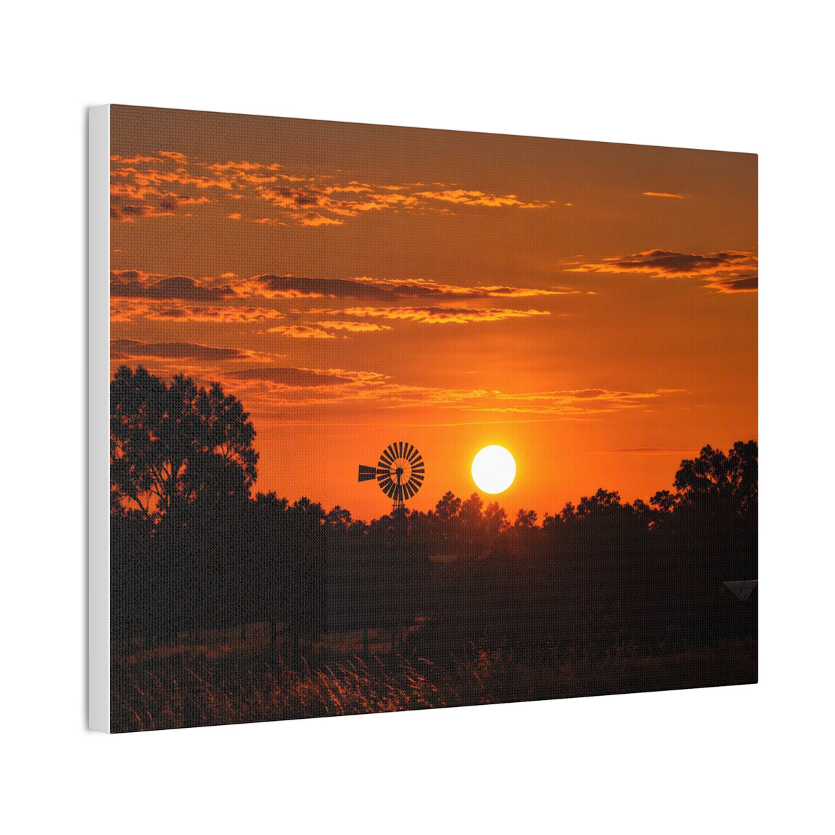 Sunset Windmill Canvas Print — Rural Farmhouse Wall Art