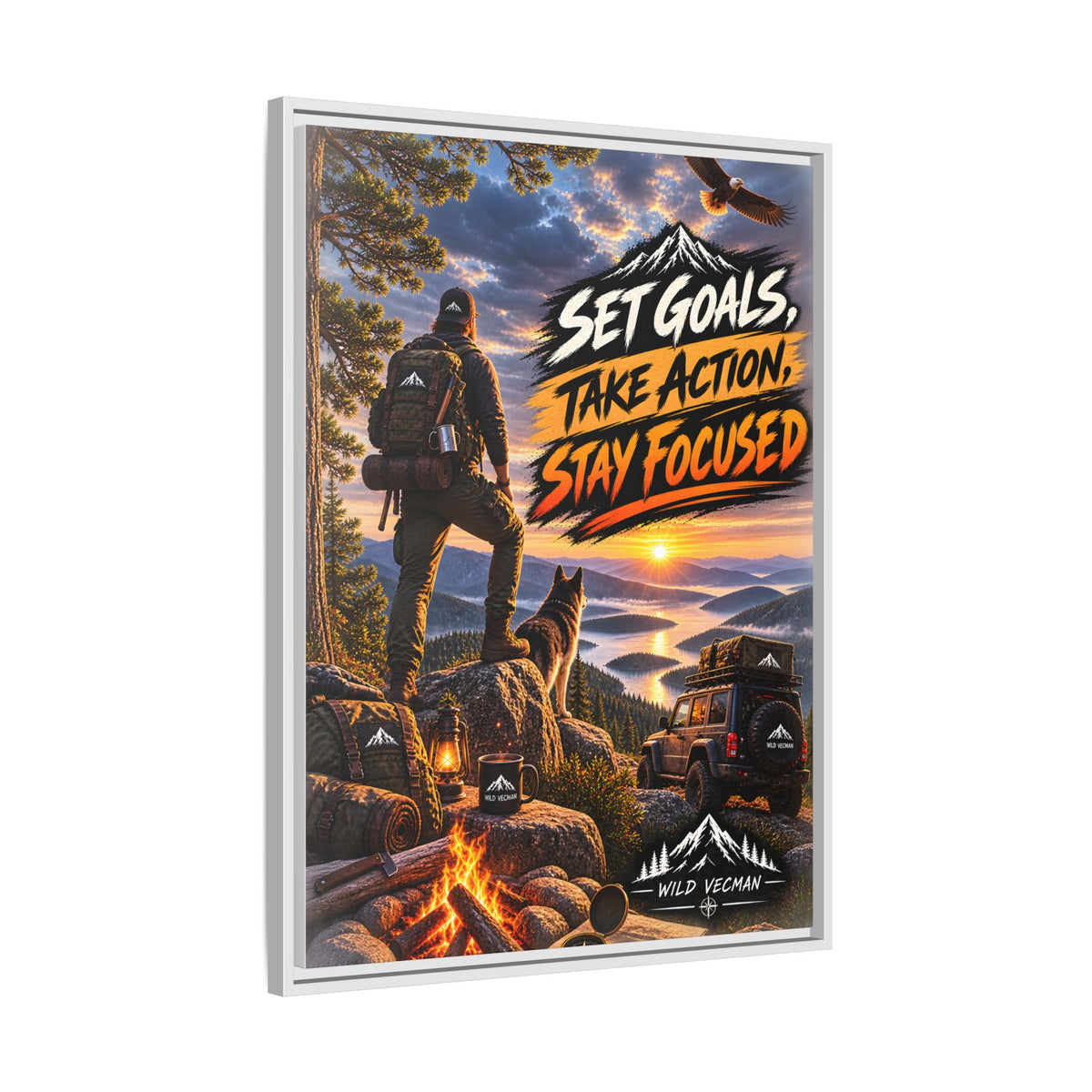 Motivational Adventure Canvas — “Set Goals, Take Action, Stay Focused”