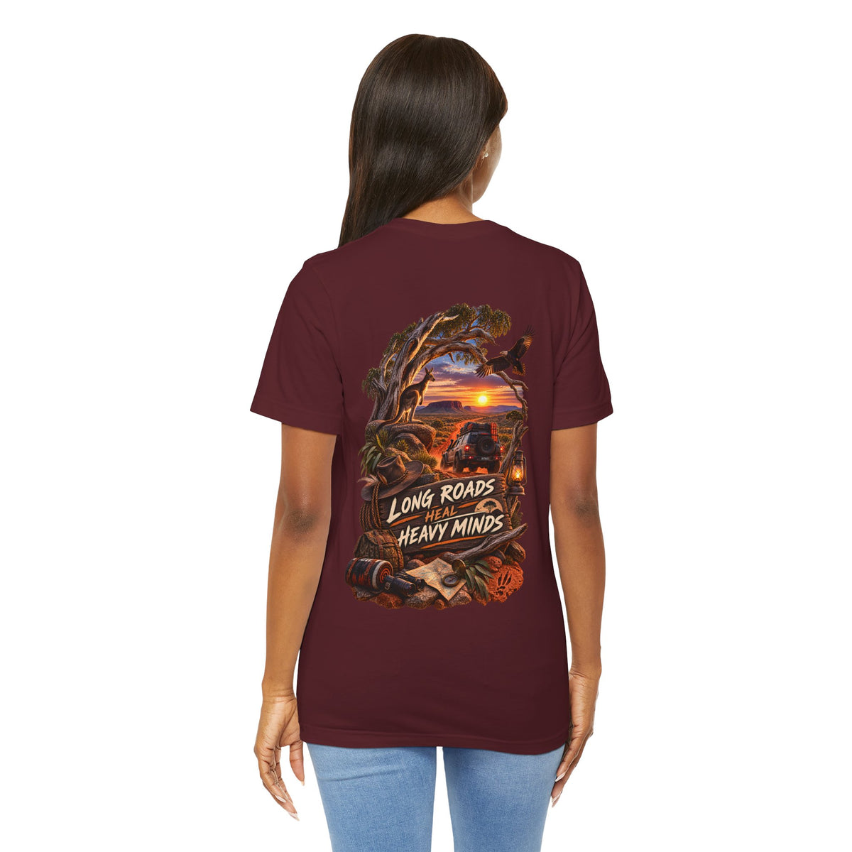 Long Roads Heal Heavy Minds T-Shirt — Scenic Sunset Travel Tee