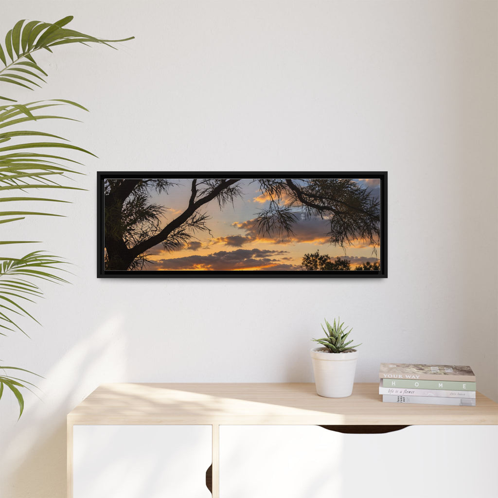 Sunset Silhouette Matte Canvas Print — Framed Landscape Wall Art