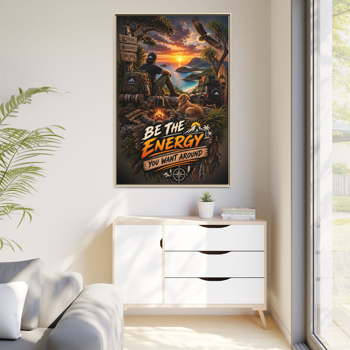 Be The Energy You Want Around - Framed Matte Canvas Wall Art