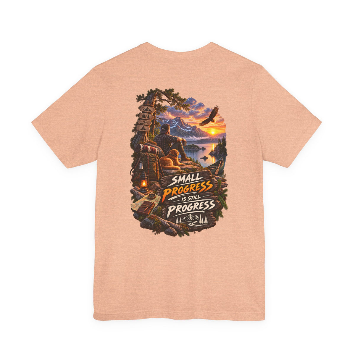 T-Shirt — "Small Progress Is Still Progress" Scenic Camping Graphic