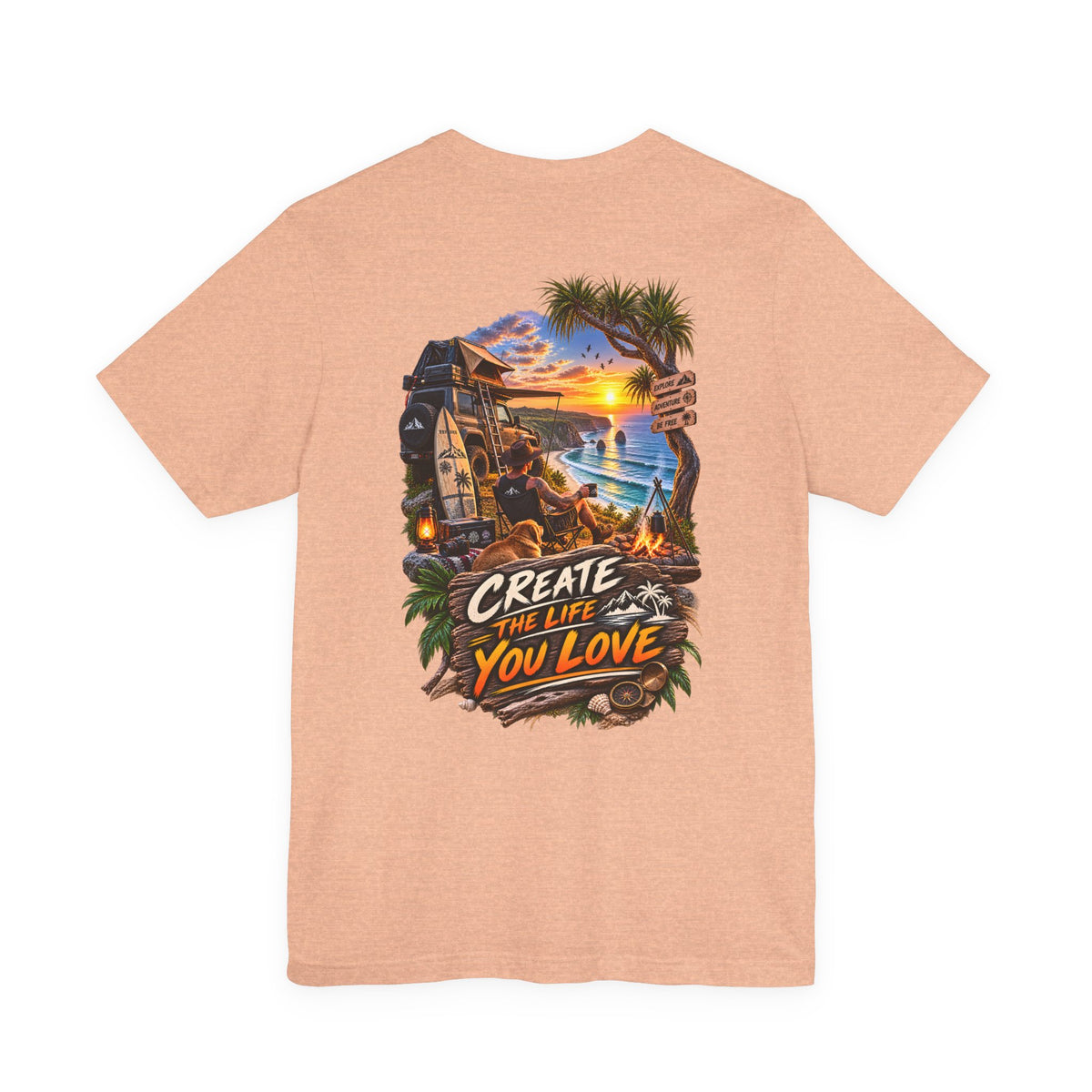 Create the Life You Love T‑Shirt — Beach Sunset Surf Graphic Tee
